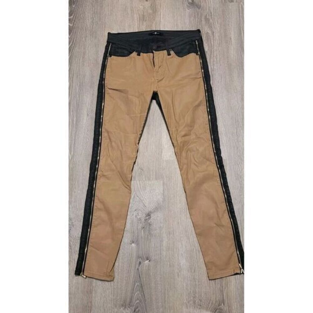 7 For All Mankind Women's Tan/Black Zip Leg Pants Size 26